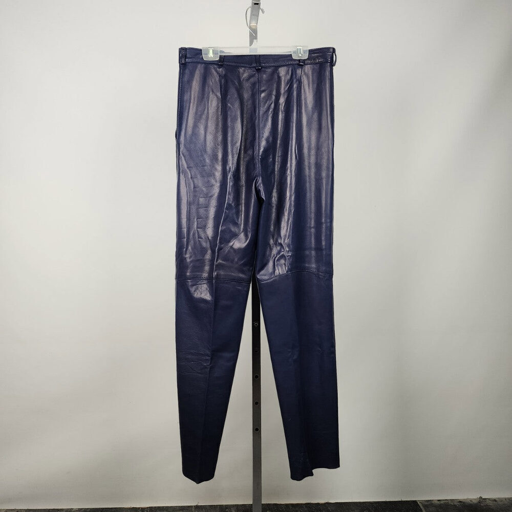 Vintage Di Capra Blue Leather Trouser Pants Size M/L - Picture 7 of 11